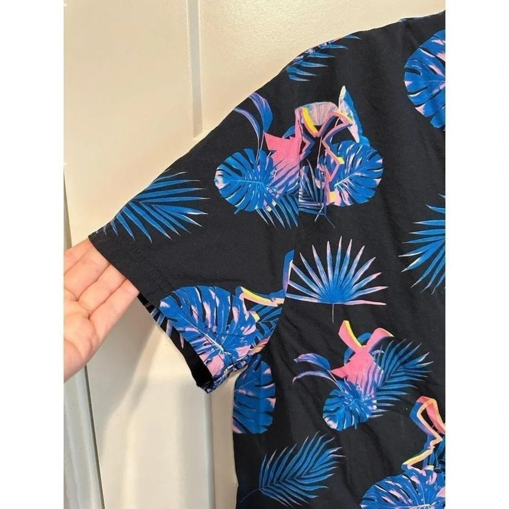Dutch Bros Hawaiian Shirt button down Men's medium black blue pink - Picture 5 of 8